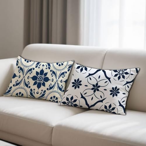 Coussin canape bohème bleu 50x70 pour une ambiance salon cocooning