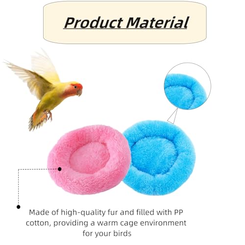 Image of 2 Pcs Bird Bed, Plush Bird Nest Mat Parakeet Bed for Cage Bird Accessories for Cockatiel Parrot Conure Lovebird Budgie