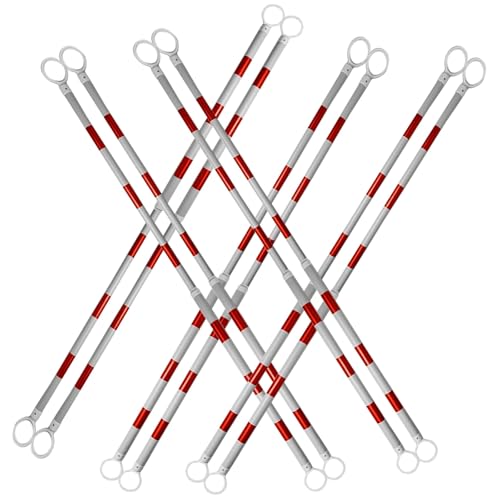 ERRULAN 10Pcs Retractable Traffic Cone Barrier Poles Extension 4 to 7.2ft, Plastic Traffic Cone Connectors Bar with Reflective Film, Safety Barrier Pole for Parking Lots