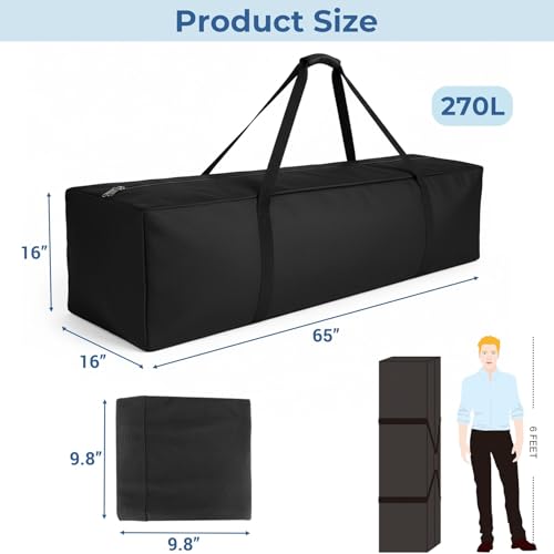 Image of COOLBEBE 65 inch Sports Duffle Bag - 270L Extra Large Travel Duffel Luggage Bag with Upgrade 2-way Lockable Zippers, Sturdy & Water Resistant Long Duffle Bag for Camping Moving (Black 65inch)
