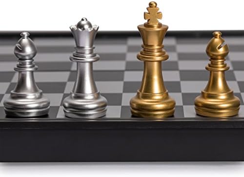 Yellow Mountain Imports Travel Magnetic Chess Set (25 Centimeters) - Folding Portable Chessboard Game with Magnetic Pieces & Built-in Storage - 4