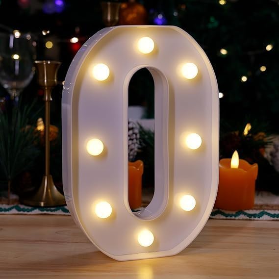 LED Marquee Letter Lights, Light Up Silver Letters Glitter Alphabet Letter Sign Battery Powered for Night Light Birthday Party (O)