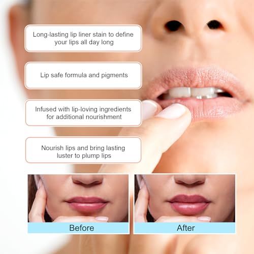 Peel Off Lip Liner Tattoo, Nude Contour Makeup Lipsticks, Lip Stain Plumps Up Lip Colour, Long Lasting Removable lip liner pencil, With Hyaluronic Acid & Vitamin E (1, LIGHT BROWN) - Image 7