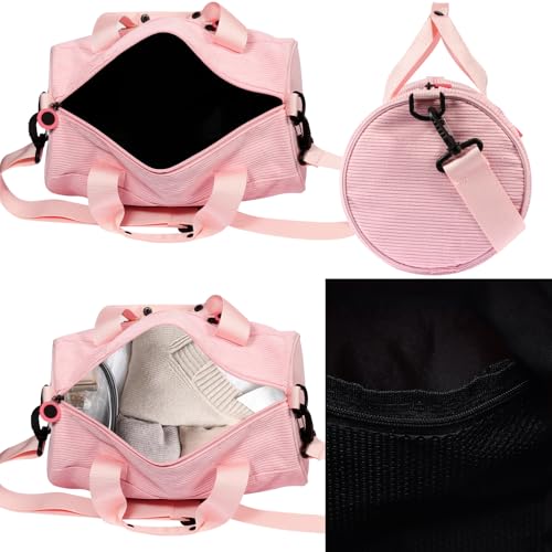 Image of Dance Ballet Bag for Girls Sport Gym Duffle Bags Overnight Travel Bags Fun Dance Corduroy Chenille Letter Bag for Dancers (Pink)