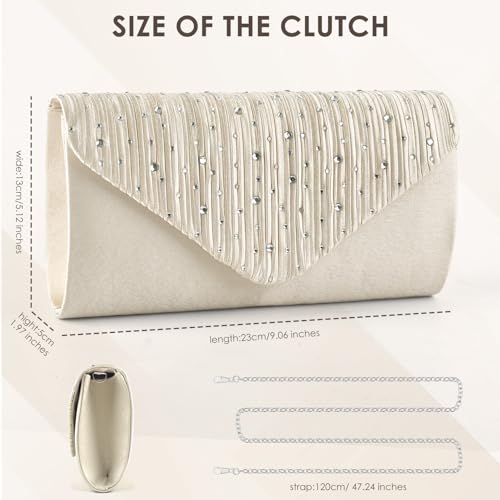 ERKOON Women Evening Clutch Bags, Prom Handbag Formal Party Clutches Wedding Purses Cocktail Promenade Shoulder with Detachable Strap - Image 6
