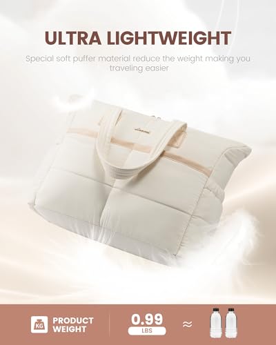 LOVEVOOK Tote Bag for Women,Light Puffer Tote Bag with Multi-pockets,Stylish Carry on Laptop Bags for Daily,Travel,Work,Gym3