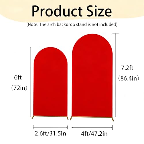 Red Arch Backdrop Cover 6FT+7.2FT Arch Covers Stretchy Backdrop Spandex Draped Arch Backdrop Cover for Christmas Halloween Birthday Baby Shower Bridal Shower Home Decoration(Only Cover) - image 2