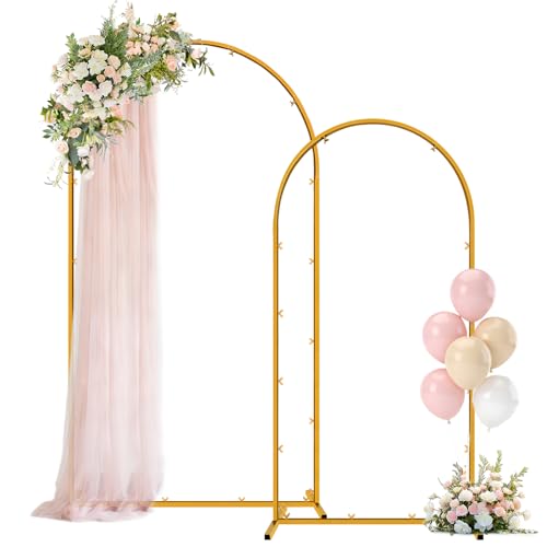 Soporte Arco de Metal para Fondo, Set de 2 Arcos Dorados 7.2x4FT y 6x2.6FT miniatura 1