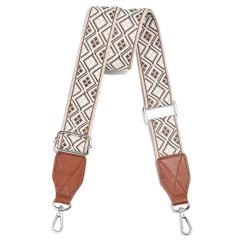 Image of Purse Strap,1.5 inch Leather End Shoulder Strap Adjustable Replacement,Retro Multi-Pattern Crossbody Bag Straps