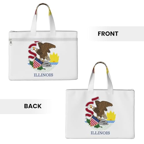 Illinois State Flag Canvas Document Bag Briefcase For Professionals And Executives3