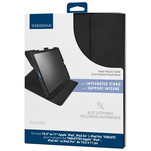Image of Insignia Universal Folio Case for iPad 10.2 inch-11 inch with Slim Stylus Pen, Black /White