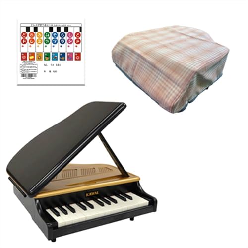 カワイ ミニピアノ KAWAI 河合楽器 トイピアノ 25鍵 専用カバー ドレミシール DN-1 3点セット (1191/グランドピアノ ラッピング不要, MKC-25 ピンク)