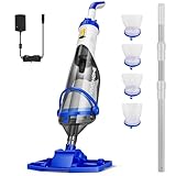 VIVOHOME 4200LPH Poolsauger Akku mit 213cm Verlängerungsstange Pool Staubsauger mit 4 Filterbeutel tragbarer Poolreiniger mit Betriebsdauer bis zu 60 Minuten für Schwimmbecken Whirlpools