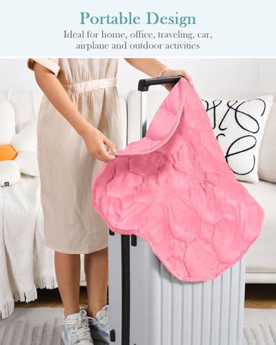 Image of Topblan Weighted Lap Blanket 7lbs for Adults, Small Weighted Blanket Throw for Napping, Relaxation, Calming and Travel, Skin Friendly & Machine Washable for All-Season Sleeping, Pink 24x29 inches