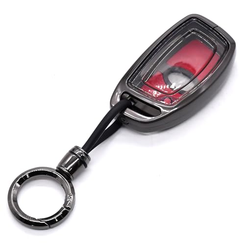 Image of KMH Marble Metal Car Key Cover Compatible with Hyundai Alcazar Creta 2022 Venue i20 Tucson Elantra Model 4 Buttons Smart Keycover with Keychain Key Shell Case Holder Protector Accessories (Gun Brown)