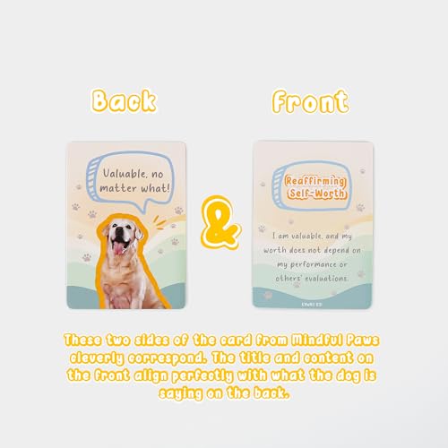 Image of 52 Dog-Themed Affirmation Cards Against Anxiety with Wooden Display Stand - Positive Affirmation Cards for Women - Uplifting and Inspirational