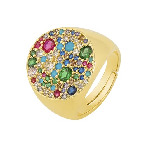 LUXENTER Anillo con Circonita Multicolor acabado en Oro 18K. Multicolor. Joyas para Mujer   Modelo Lidat