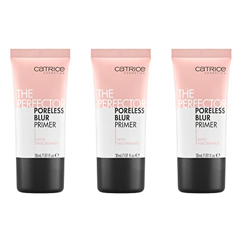 Catrice The Perfector Poreless Blur Primer, Nude, a lunga tenuta, levigante, naturale, per pelli impure, vegano, senza oli, senza profumo, senza alcool, confezione da 3 (3x30 ml)