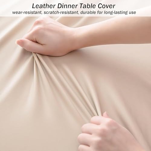 Nappe en similicuir anti-tache élastique pour protéger table rectangulaire - 5