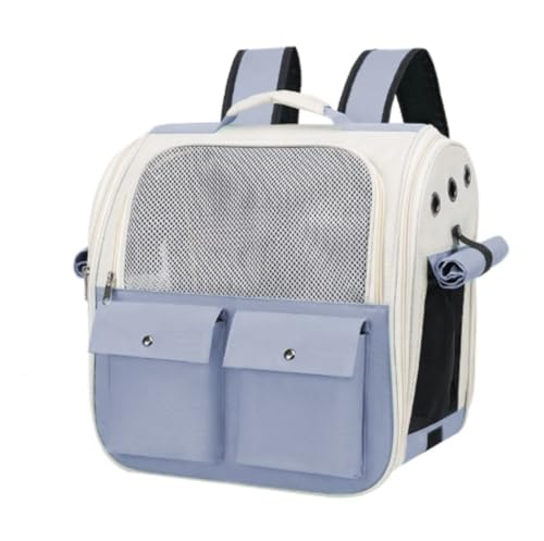 Tuyiutm 猫バッグ 外出用携帯バッグ ダブルショルダーペットバックパック 大容量猫スクールバッグ 猫ケージ 宇宙カプセル 猫用品 外出バッグ 旅行 病院 避難所 ペットバッグ (ブルー,39*39*25cm)