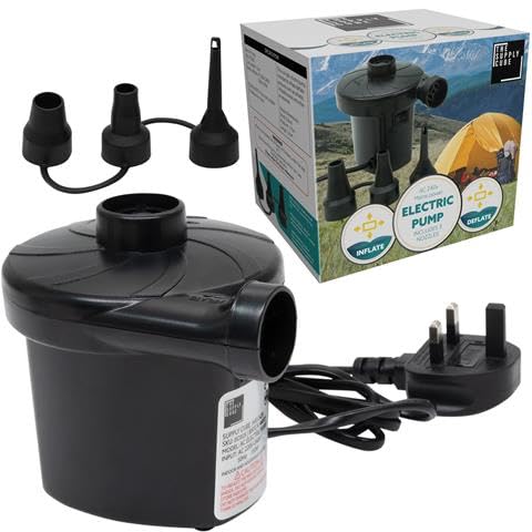 Supply Cube AC Electric Air pump with 3 Nozzles, 3 Pin UK Plug, 3 Pin UK Plug