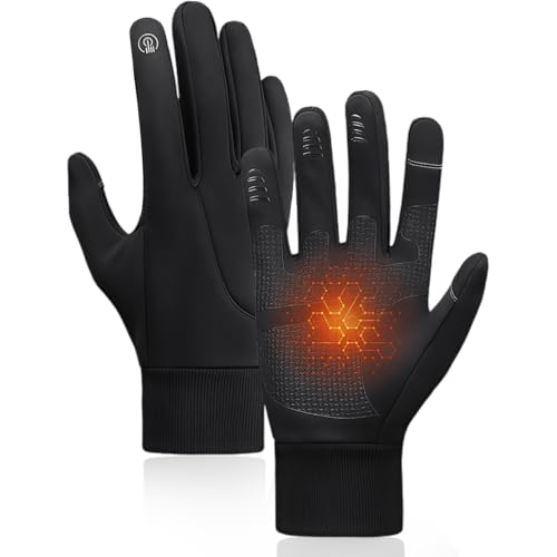 Favelable Guantes Cálidos Pantalla Táctil,Guantes Deportivos para Hombres Mujeres, Impermeable y Antideslizante, para Correr, Ciclismo, Deportes al Aire Libre, M