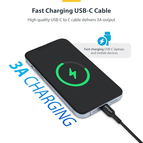 StarTech.com Lot de 2 Câbles de Recharge USB C de 2m Câble USB C Cordon d'Alimentation pour PC Portable USB 2.0 Type C Alimentation Gaine - vue 3