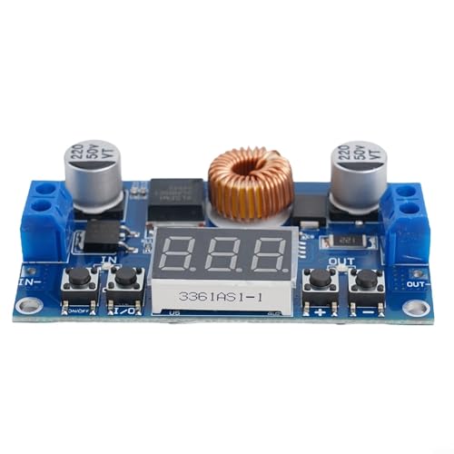 Yhenlovtt Módulo de fuente de alimentación ajustable de 5 A 75 W DC-DC con voltímetro para fuentes de alimentación de bricolaje y equipos industriales