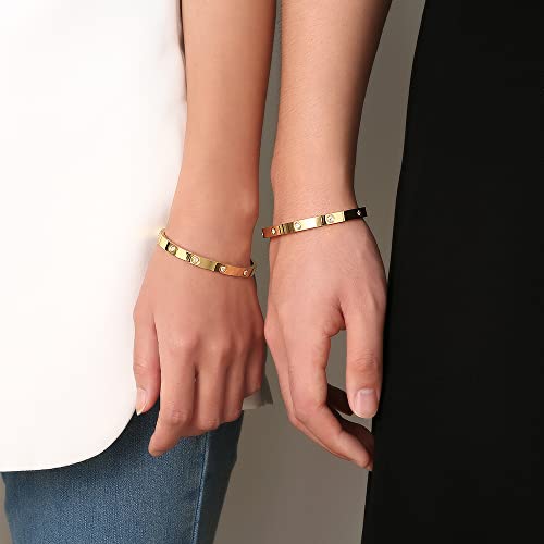 Gold Bracelets for Women,18K Gold Plated Love Bangle Bracelet Set,Crystal Stackable Bangles with Friendship Waterproof,Bracelets Stack Tarnish Free Gold Jewelry Set,Fashion Accessories Gifts4