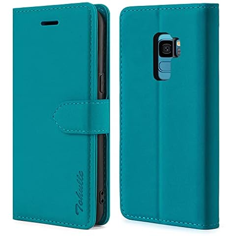 TOHULLE Case for Samsung Galaxy S9, Premium Leather Wallet Case with Card Holder Kickstand Magnetic Closure Flip Folio Case Cover Compatible with Samsung Galaxy S9 - Blue Cover
