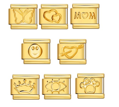 Plata italiana y oro 18K en abalorios de 9mm compatibles con pulsera Nomination
