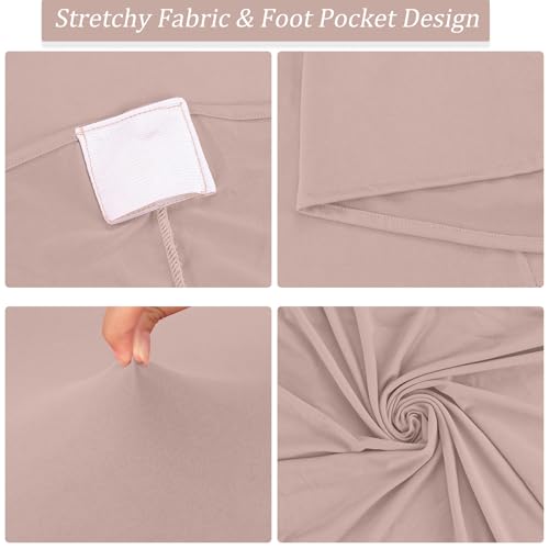 Image of 4 Pack 32x43 Inch Cocktail Table Cover Spandex Stretch Square Corners Tablecloth, Cameo Brown Cocktail Table Cloth Fitted High Top Table for Bar, Weddings, Birthday, Banquet, Party (Cameo Brown)