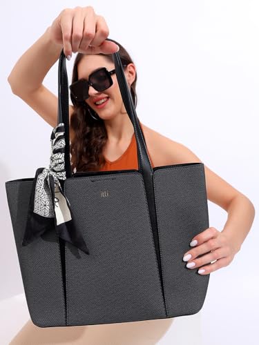 Image of ITTI Capri Tote for Women | Lightweight Three-Compartment Tote Bag with Elegant Scarf Design | Large Capacity Work & Daily Use Bag