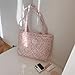 Floral Quilted Cotton Shoulder Bag for Women Medium Size Handbag Large Capacity Thickened Design Tote A020 (Pink)