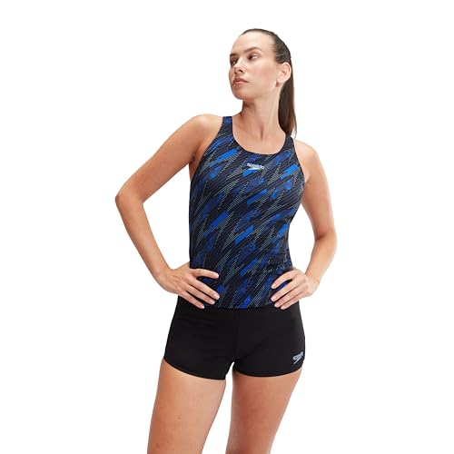 Speedo Damen Hyperboom Tankini | Schnell trocknend | Training | Fitness | Chlorbeständig Schwimmbekleidung, Block/True Cobalt/Curious, 28