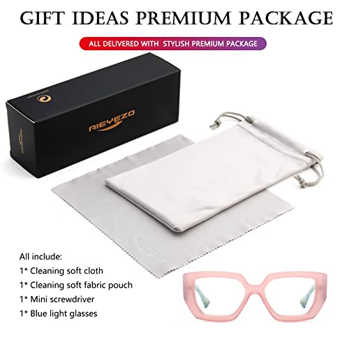 Image of AIEYEZO Thick Frame Blue Light Glasses Men Women, Fashion Square Computer Eyeglass Anti Eyestrain & Prevent Headache