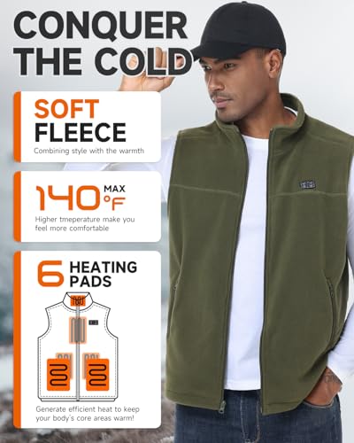 LABCOOL Heated Vest for Men Women with Ultra-Soft Microfleece, 10000mAh Battery Pack, USB Rechargeable Body Warmer2