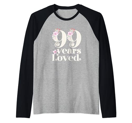 99 años amados | Fiesta de cumpleaños de la abuela 99 | 99 años Camiseta Manga Raglan