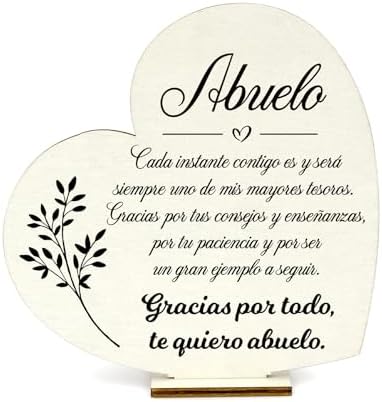 Gift Grandparents Wooden Plaque Heart Gift Grandpa Father's Day G...