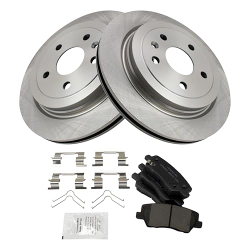 Image of TRQ Rear Brake Pad and Rotor Set Ceramic Compatible with 2014-2018 Cadillac CTS
