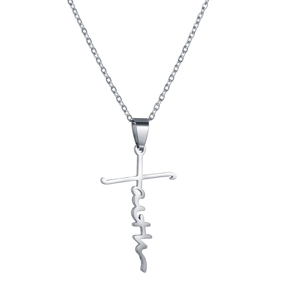 VIEN® Jesus Cross Pendant Necklace Religious Jewellery Unisex Chain Christian Symbol Stainless Steel Locket (SILVER) (B0BGPNB557) Amazon Price History, Amazon Price Tracker