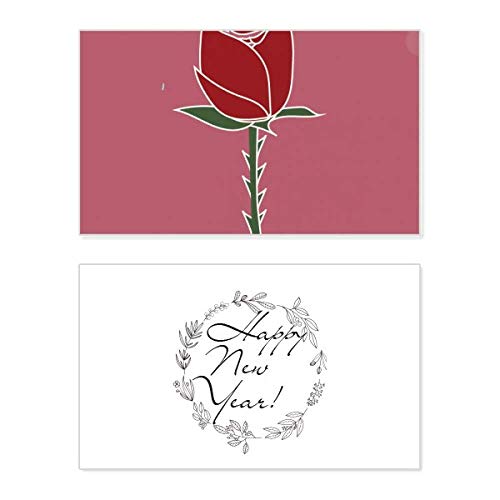 Tarjeta conmemorativa de año nuevo en relieve con elegante clavel rojo