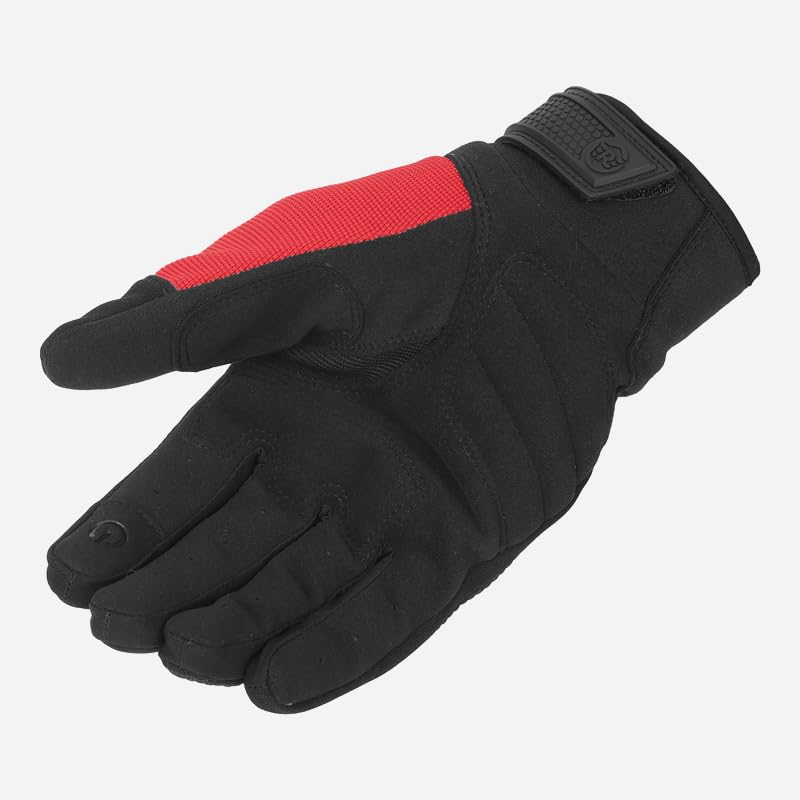 Image of Royal Enfield Urban Hustler V2 Riding Gloves 100% Polyester Air Mesh for Ventilation | TPR Knuckle Protectors | Microsuede Grip Patch | Poly Stretch Fabric for Better Flexibility RED XL 23CM