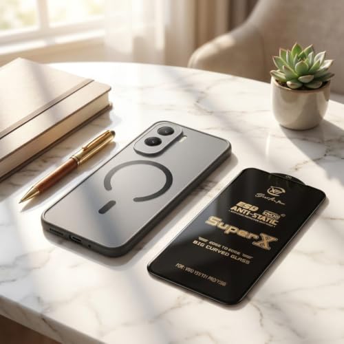 Image of Premium Back Cover with Tempered Glass for Vivo T5 Pro 5G, Matte Grey (Matte Grey)