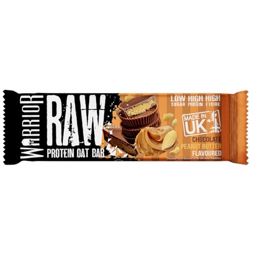 Warrior Raw Proteinriegel 12 x 75 g – Ballaststoffreicher Haferriegel mit Protein, High Protein Snack ohne Zucker, Natürlicher Haferflocken Riegel mit Präbiotika – Schoko-Erdnuss 2
