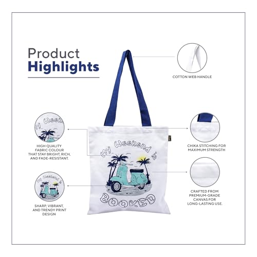 Image of ibni RFD Premium Tote Bag With Printed Designed Canvas Tote Bags For girl & women large capacity,Tote bag For Shopping, College, Travel, school, tuition and gifting 15x13.5 Inch
