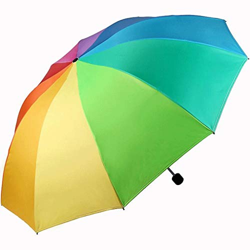Parapluie UV trois pliants arc-en-ciel et parasol de poche compact - 6