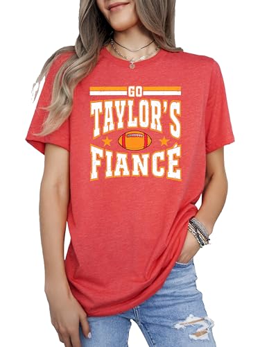 Go Taylor's Fiance Shirt for Women, Teens and Kids Funny Football Season Distressed Graphic Tee2