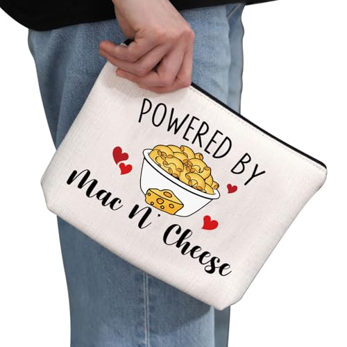 PYOUL Mac and Cheese Love Lover Gift Powered by Mac N' Cheese Makeup Bag Macaroni and Cheese Cosmetic Bag Food Theme Gift (Mac N' Cheese Bag) - Image 3