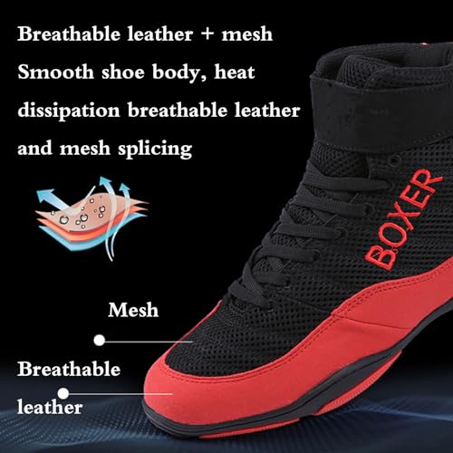 Yummsion Zapatillas De Boxeo De Lucha,Zapatos Boxeo Hombre,Boxing Shoes,Botas Wrestling,Secos Y CóModos,Grueso,Resistente Al Desgaste,para Deportes,Combate,Wrestling,Fitness,Marciales,Juvenil - imagen 5